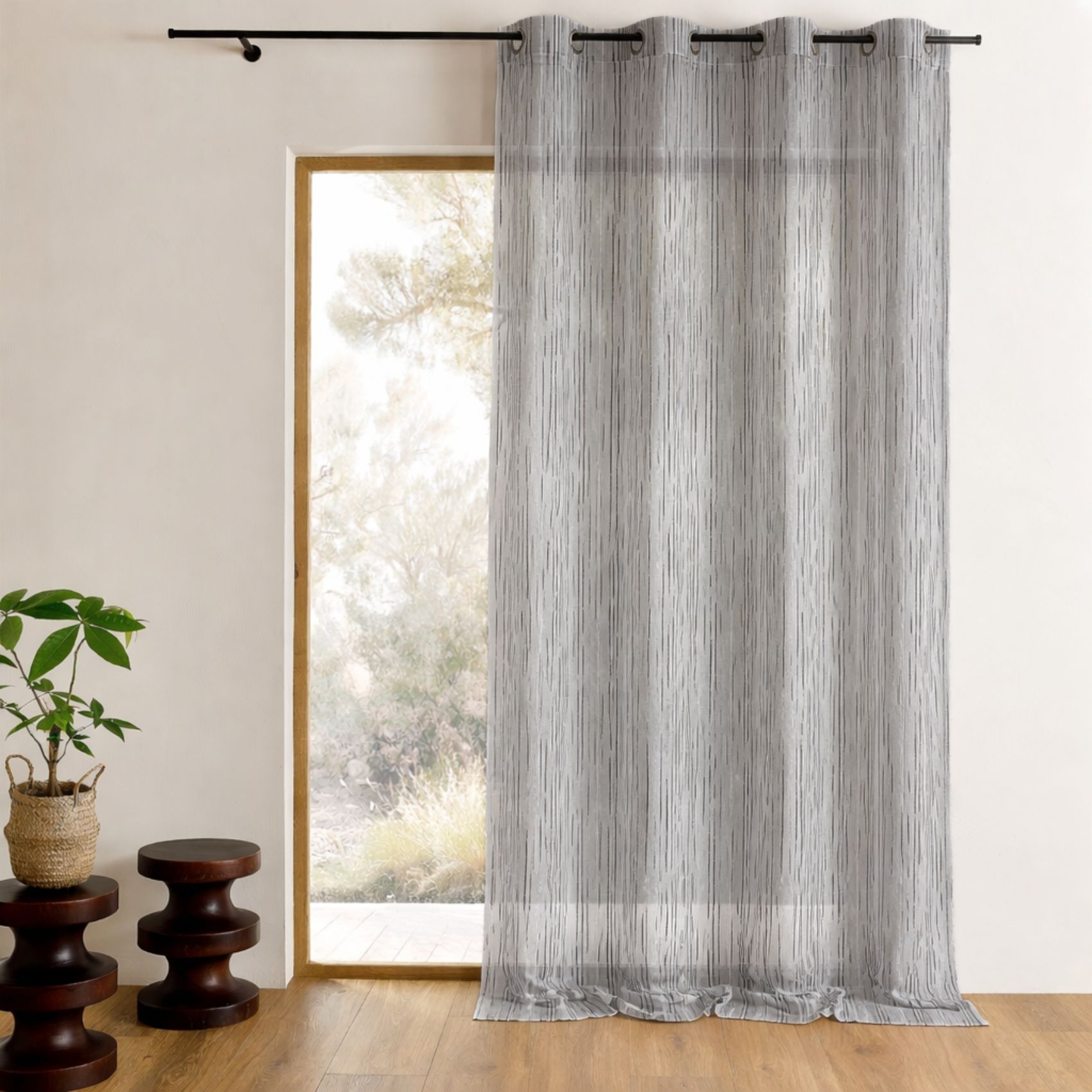 Voilage organza rayures verticales tissées, HOME MAISON