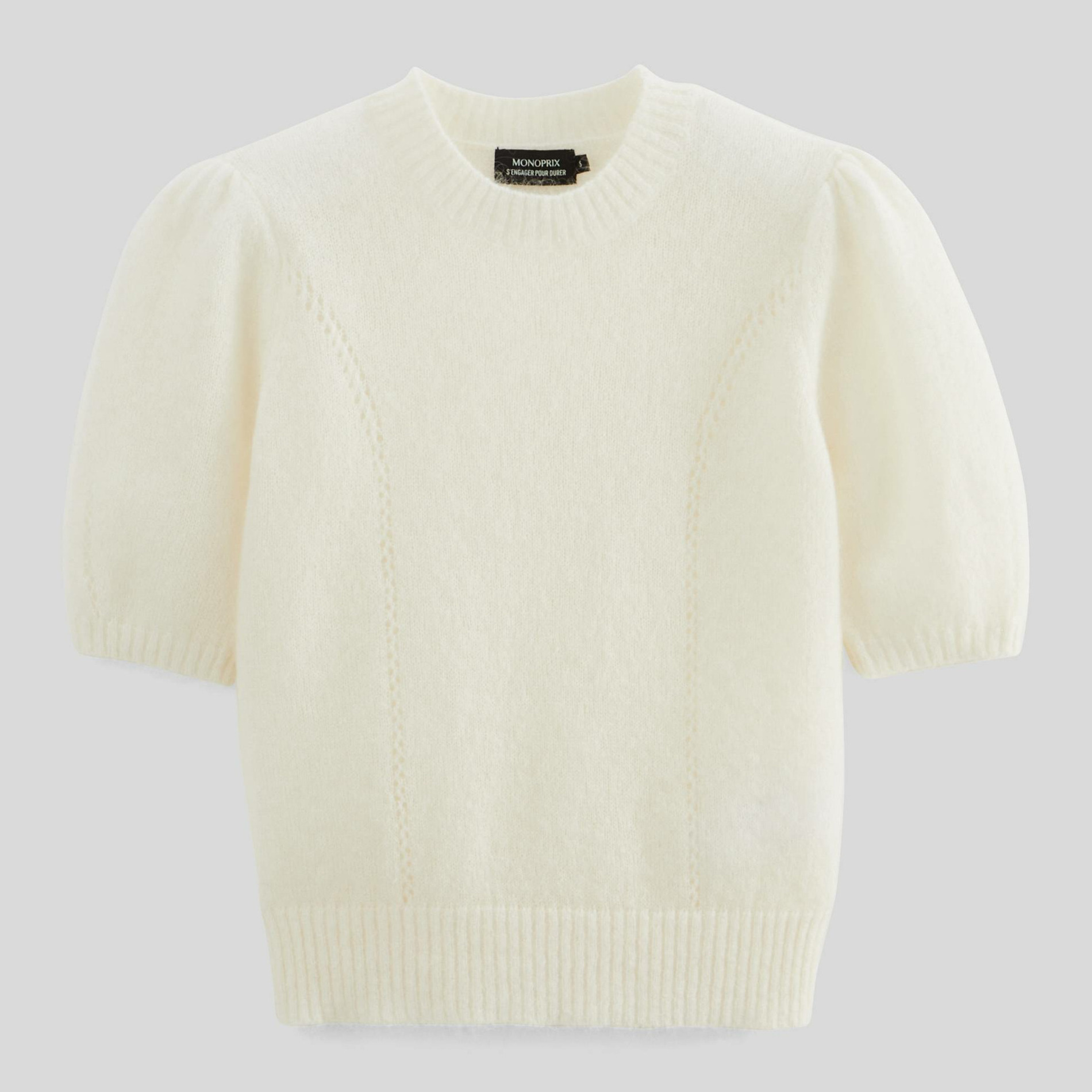 Pull contenant du mohair manches coudes, MONOPRIX
