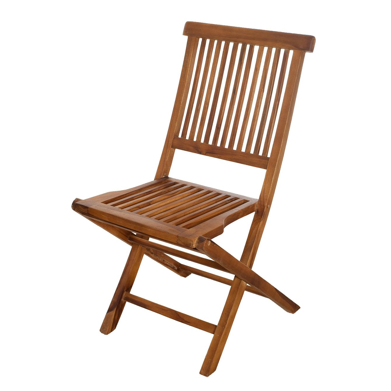 Lot de 2 chaises de jardin pliantes en bois de teck massif huilé MACAO, PIER IMPORT