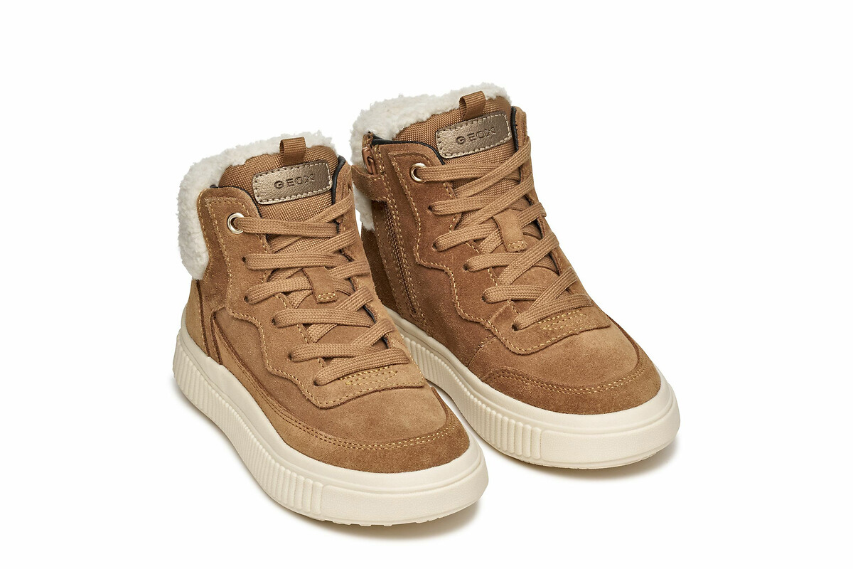 Kids Laquinny High Top Trainers with Faux Fur Lining, GEOX