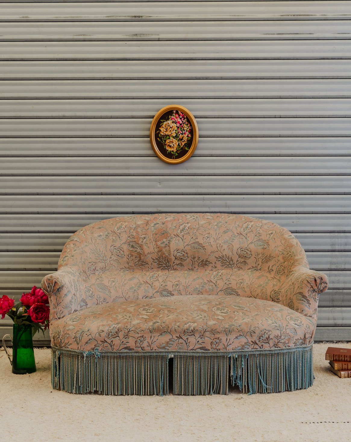Banquette en tissu à motifs Martine N°159 - Bon état, DEBONGOUT