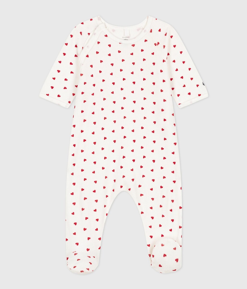 Pyjama in fluweel met hartenprint
