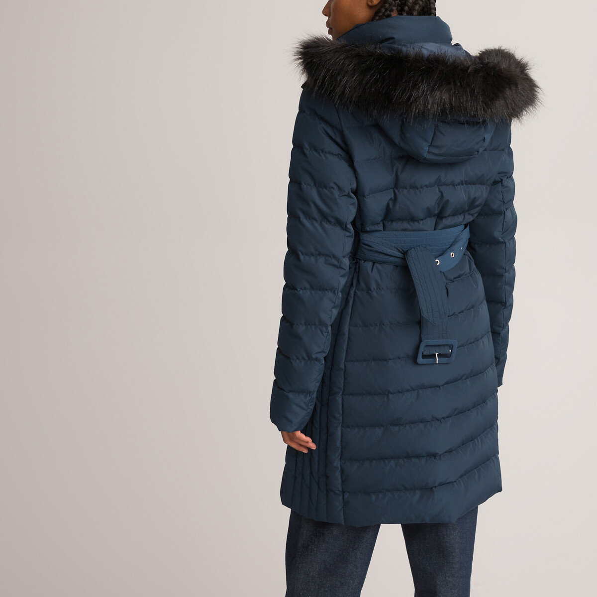 Doudoune longue capuche bord imitation fourrure La Redoute Collections La Redoute