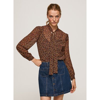 Printed Pussy Bow Blouse with Ruffles PEPE JEANS