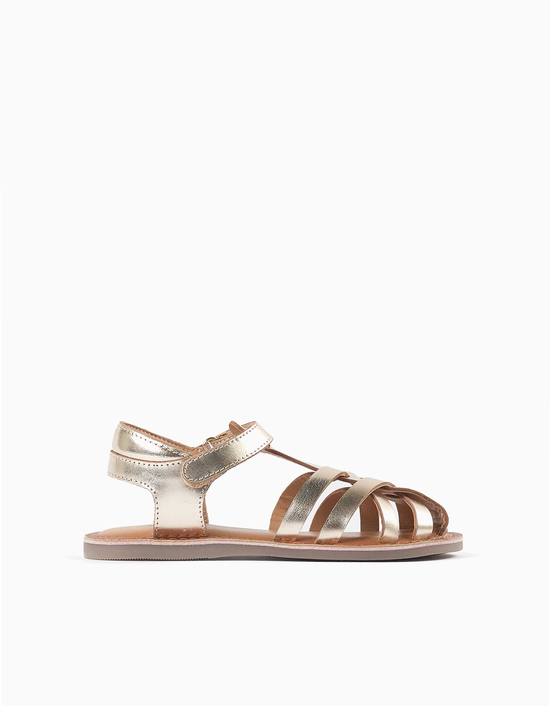 Sandales en cuir fermées avec lanières croisées, ZIPPY