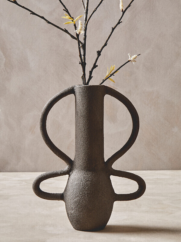 28cm Deriva Small Textured Vase in Grey, FIFTY FIVE SOUTH