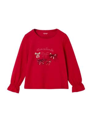 T-shirt Bébé Noël Vertbaudet - Manches Longues - Motif Traineau Et Message Joyeux Noël - Ouverture Pression Dos