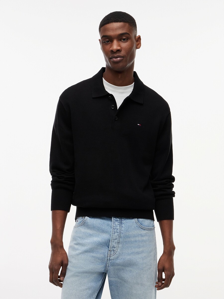 Pull slim, col polo, TOMMY JEANS