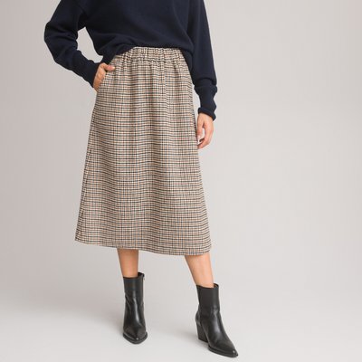 Houndstooth Check Midi Skirt LA REDOUTE COLLECTIONS