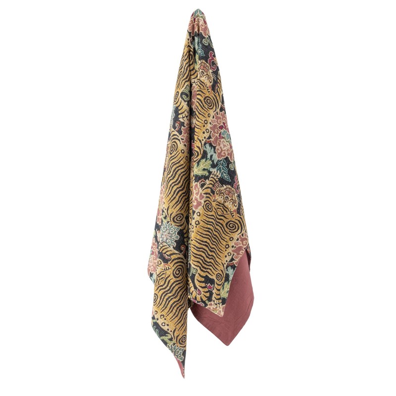 Plaid décoratif coton motif tigre floral LESTER, BLOOMINGVILLE
