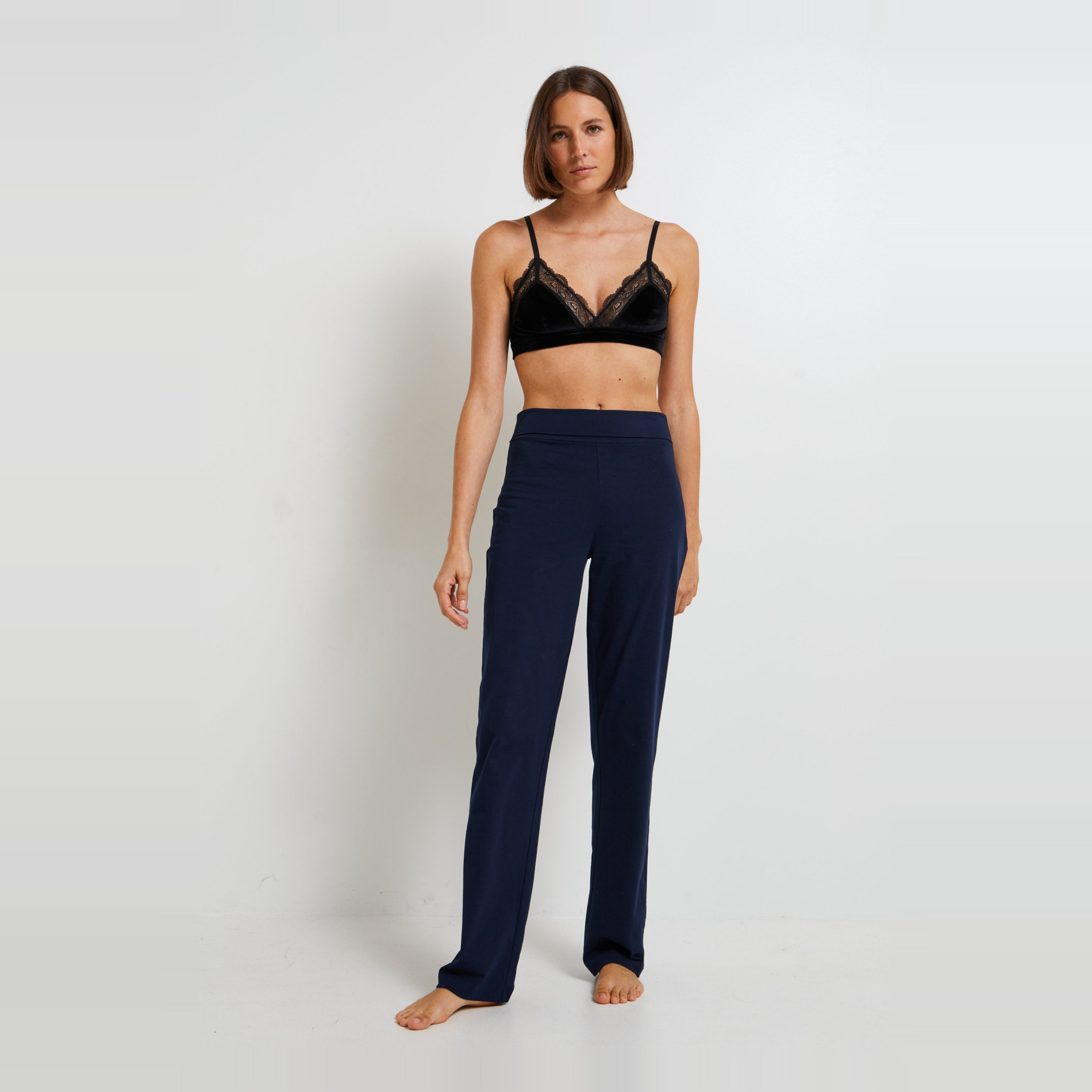 Pantalon droit uni en coton BIO, MONOPRIX