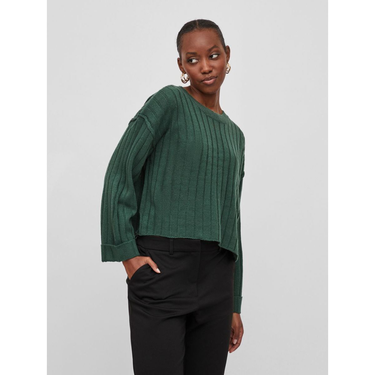 Pull en maille petite c tel vert pineneedle Vila La Redoute