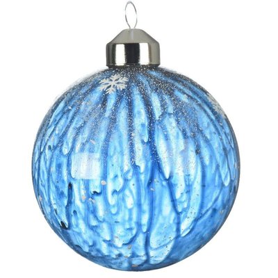 Boules de Noël en verre bleu nuit avec flocons et neige (boîte de 3) PIER IMPORT