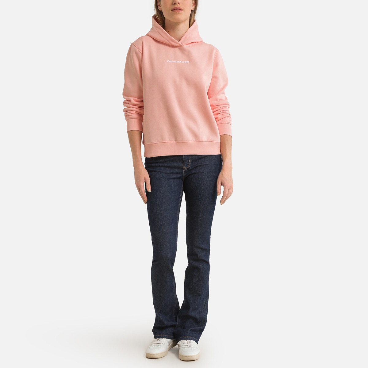 Sweat capuche manches longues rose Calvin Klein Jeans La Redoute