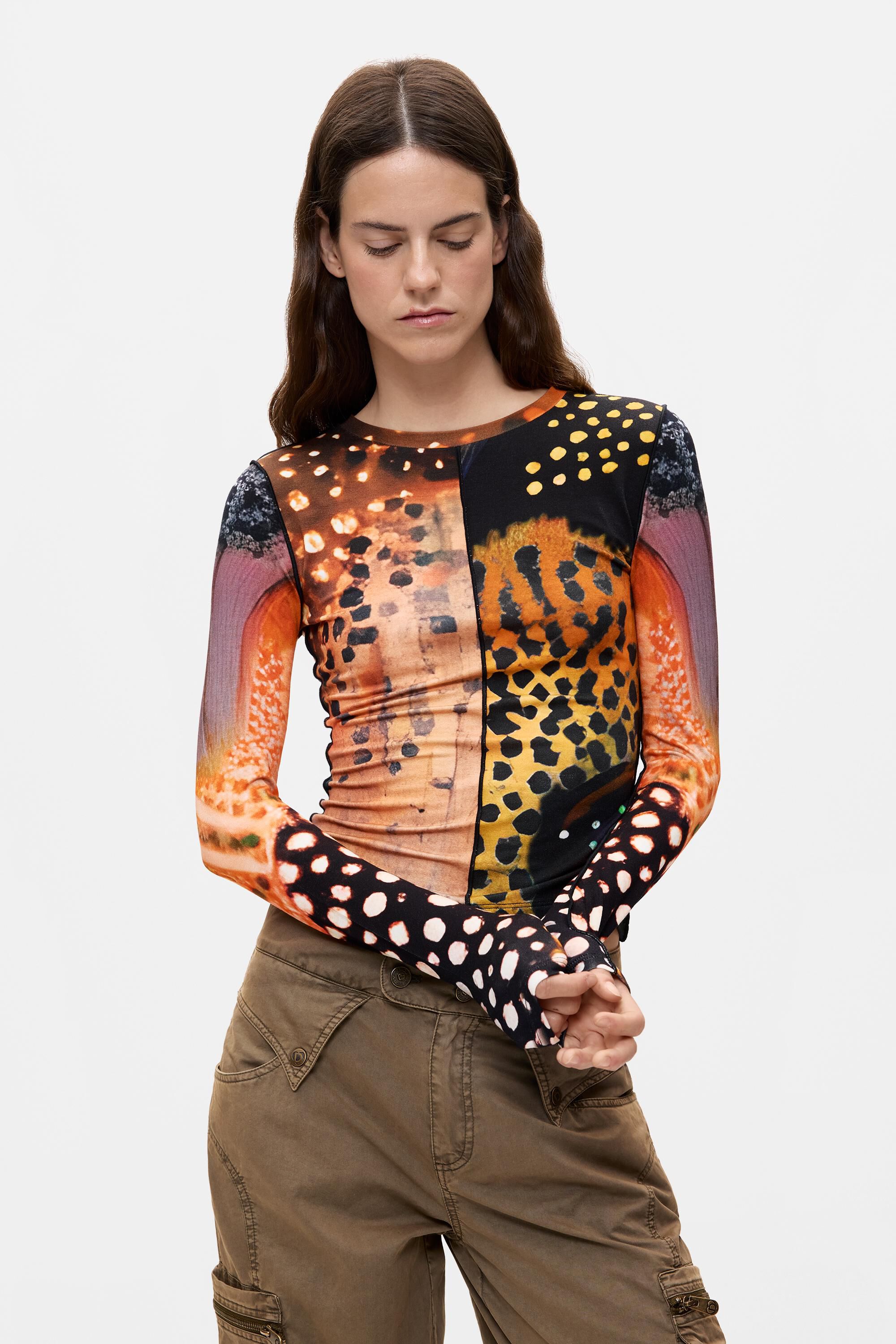 T-shirt imprimé à manches longues, DESIGUAL