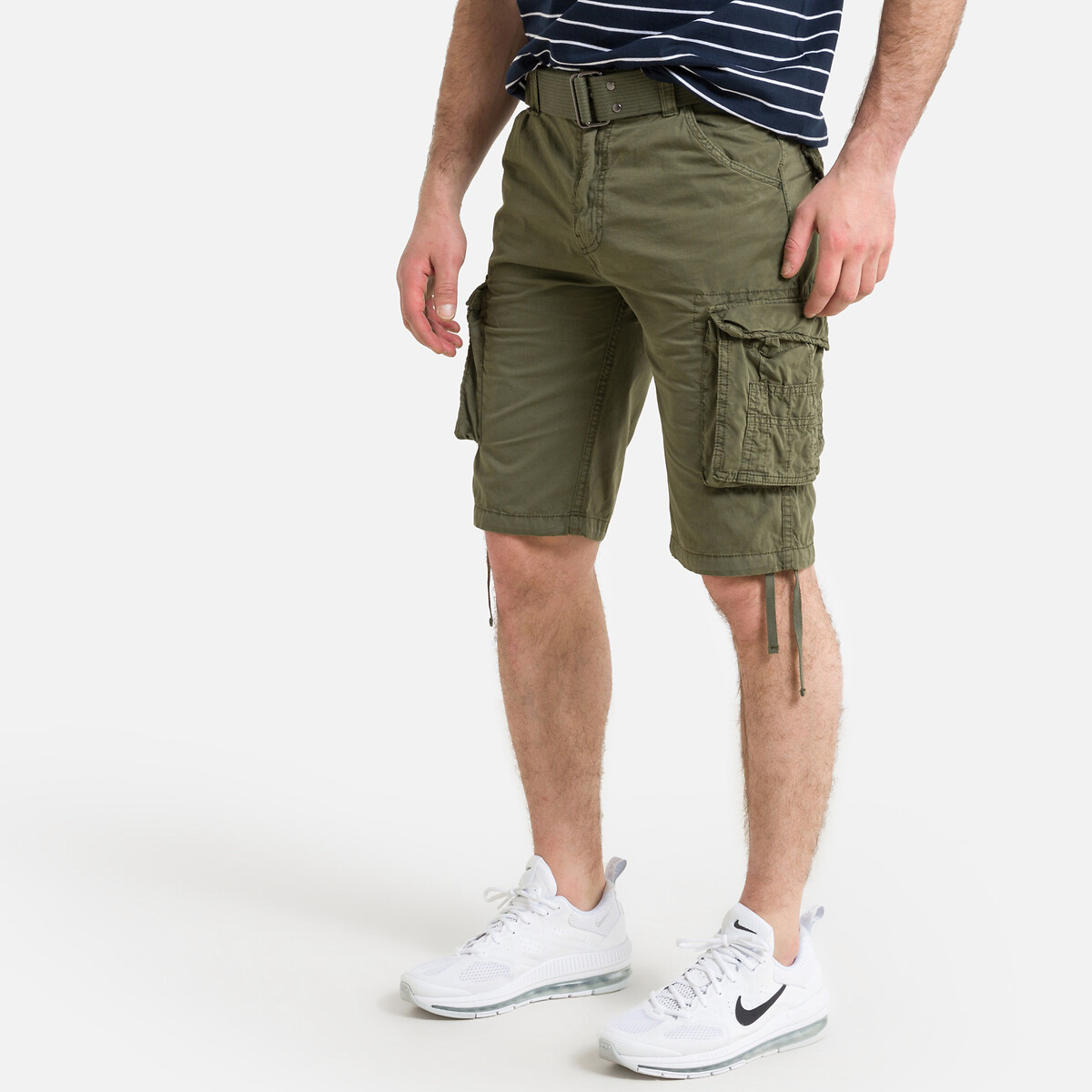 Tr ranger 30 cotton bermuda shorts with belt khaki green Schott | La ...