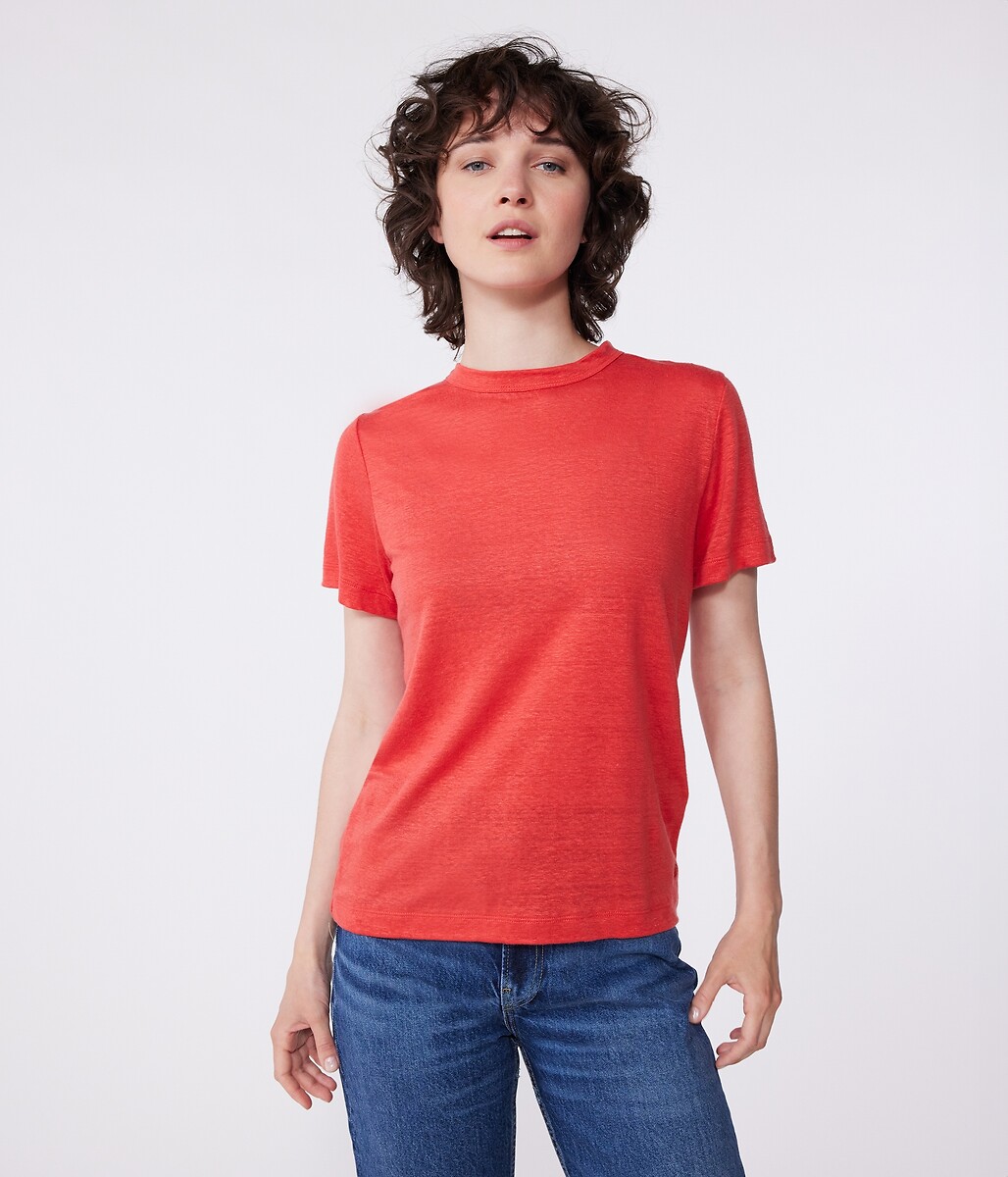 T-shirt à manches courtes en lin, PETIT BATEAU