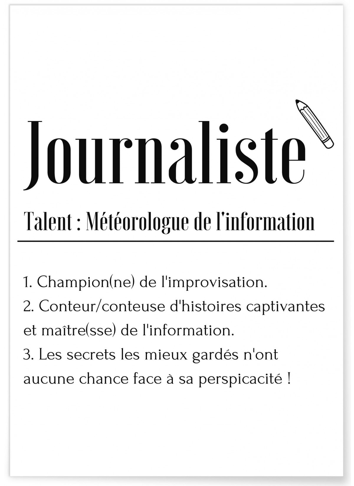 Affiche Définition Journaliste, L'AFFICHERIE