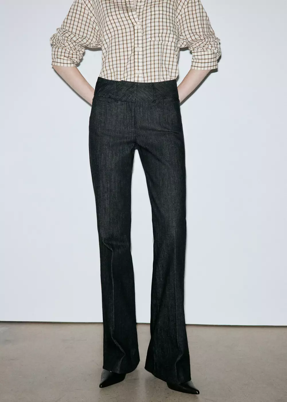 Jean flare taille mi-haute, MANGO
