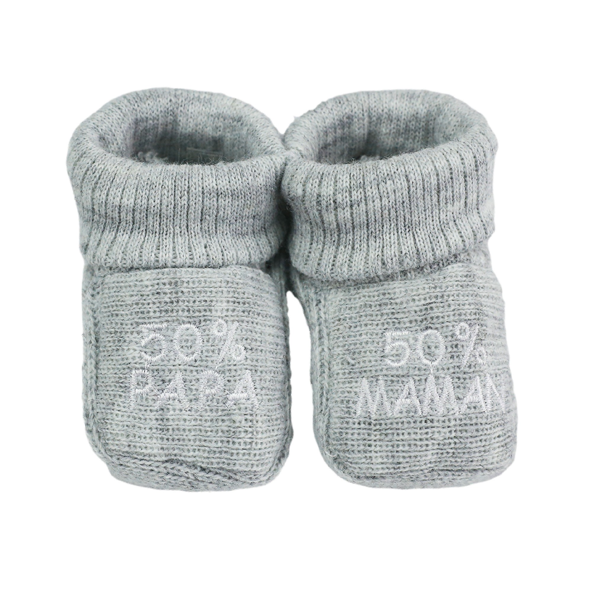 Chaussons naissance - message : 50% maman 50% papa, TROIS KILOS SEPT