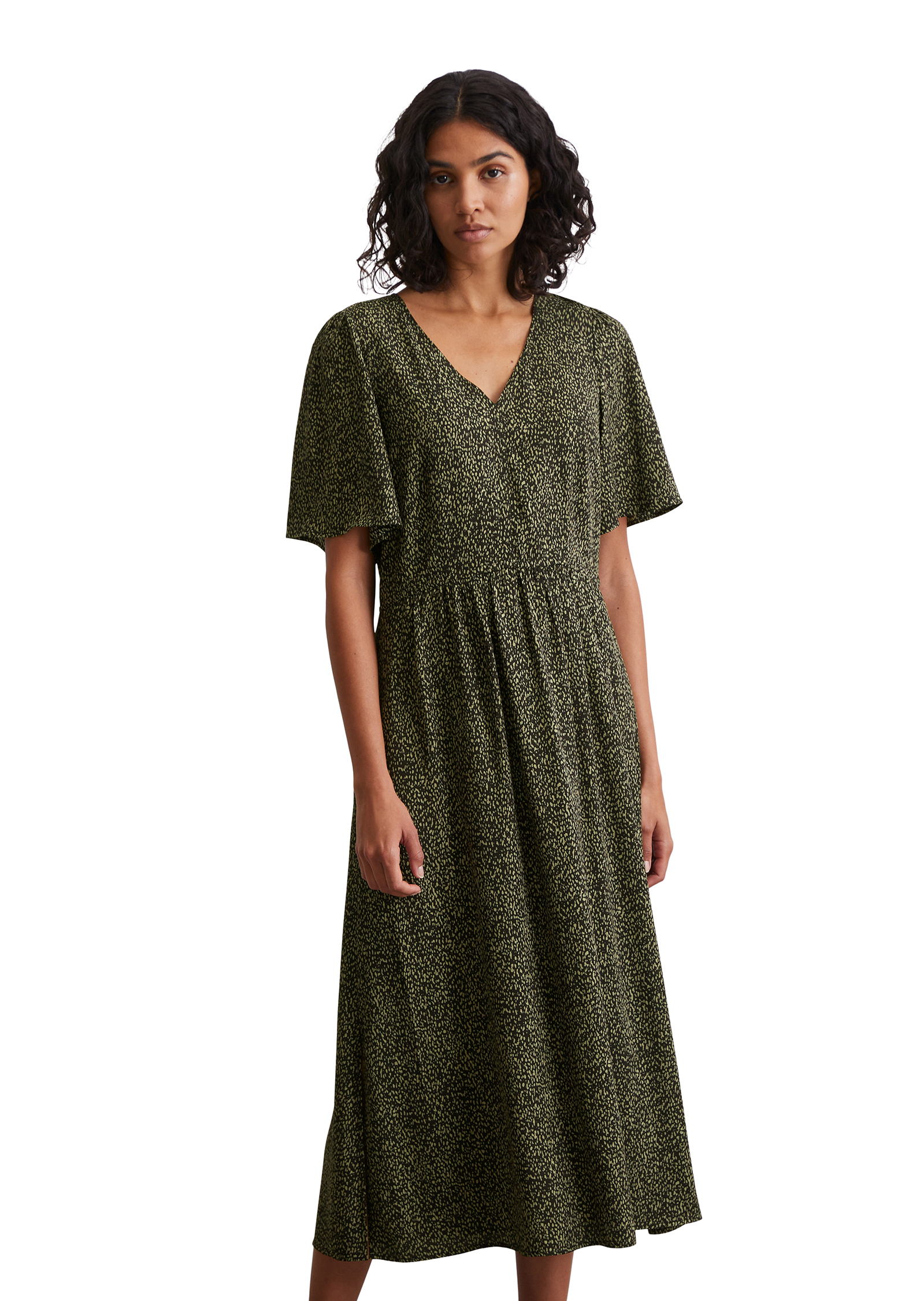 Robe à taille élastique flare en sergé de viscose fluide, MARC O'POLO