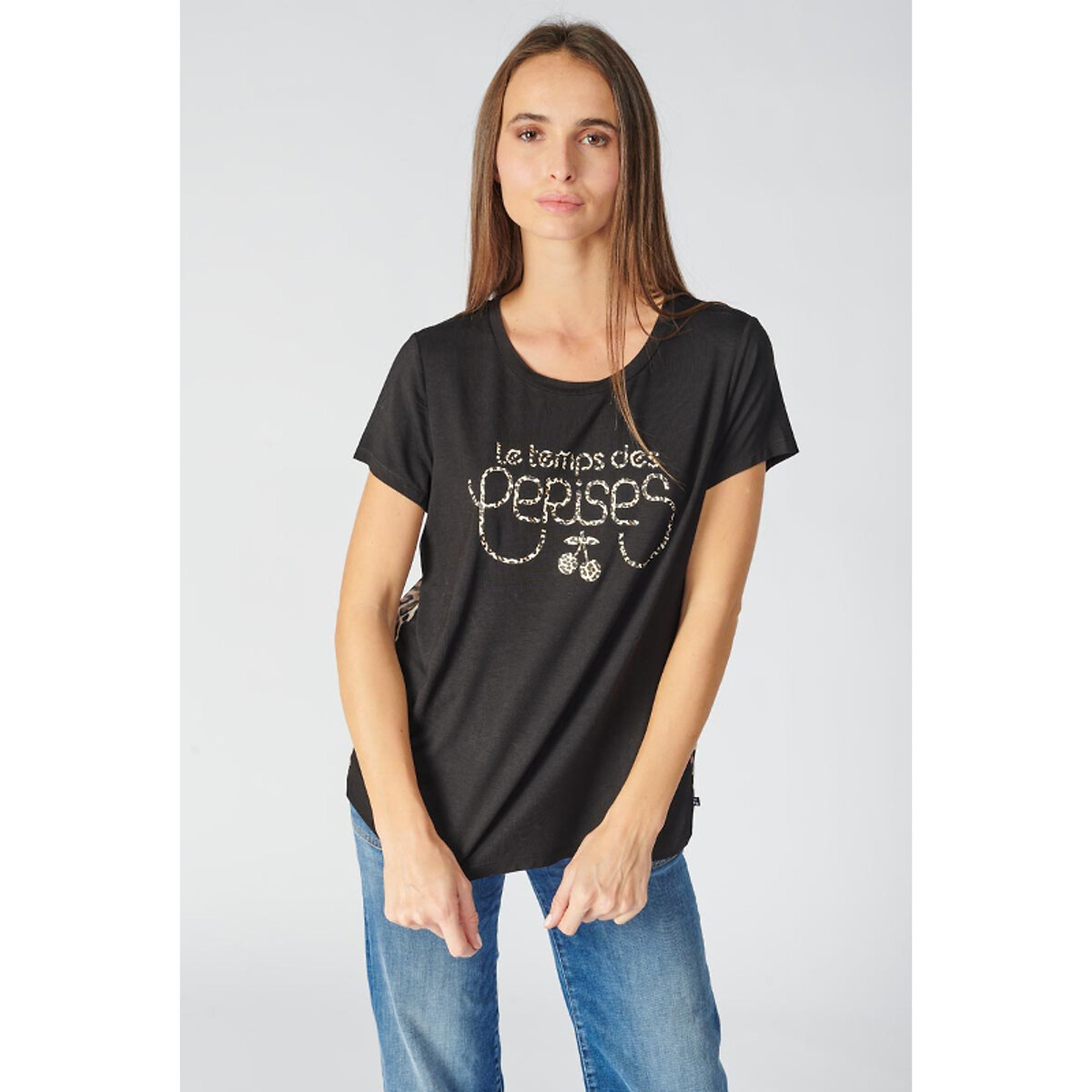 T-shirt manches courtes La Redoute Femme Vêtements Tops & T-shirts T-shirts Manches courtes motif devant 