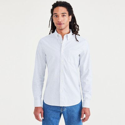 Stretch Oxford Cotton Shirt in Striped Print DOCKERS
