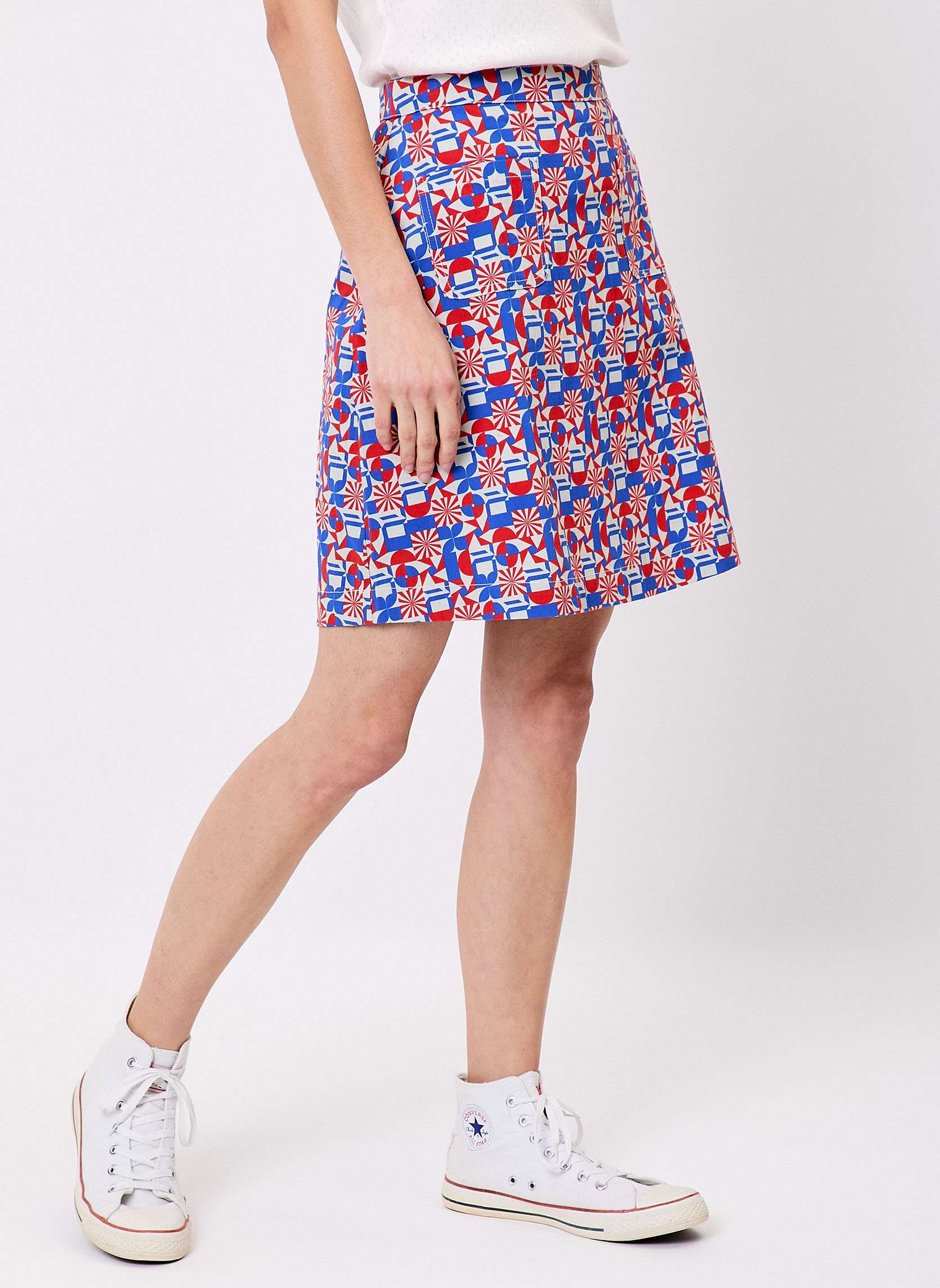 Jupe courte imprimée trapèze coton stretch NORA, PRINCESSE NOMADE