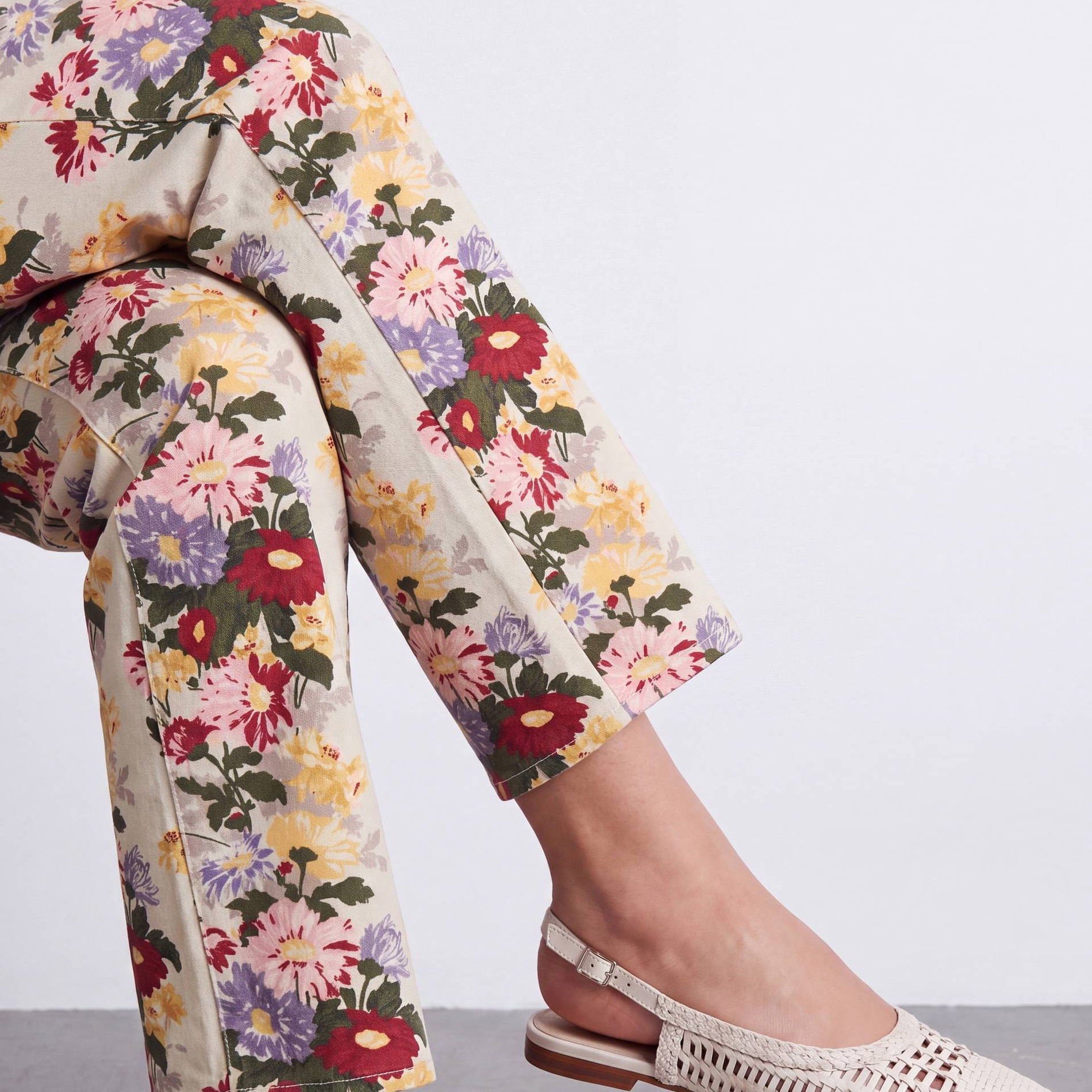 Slingback en cuir tressé, MONOPRIX