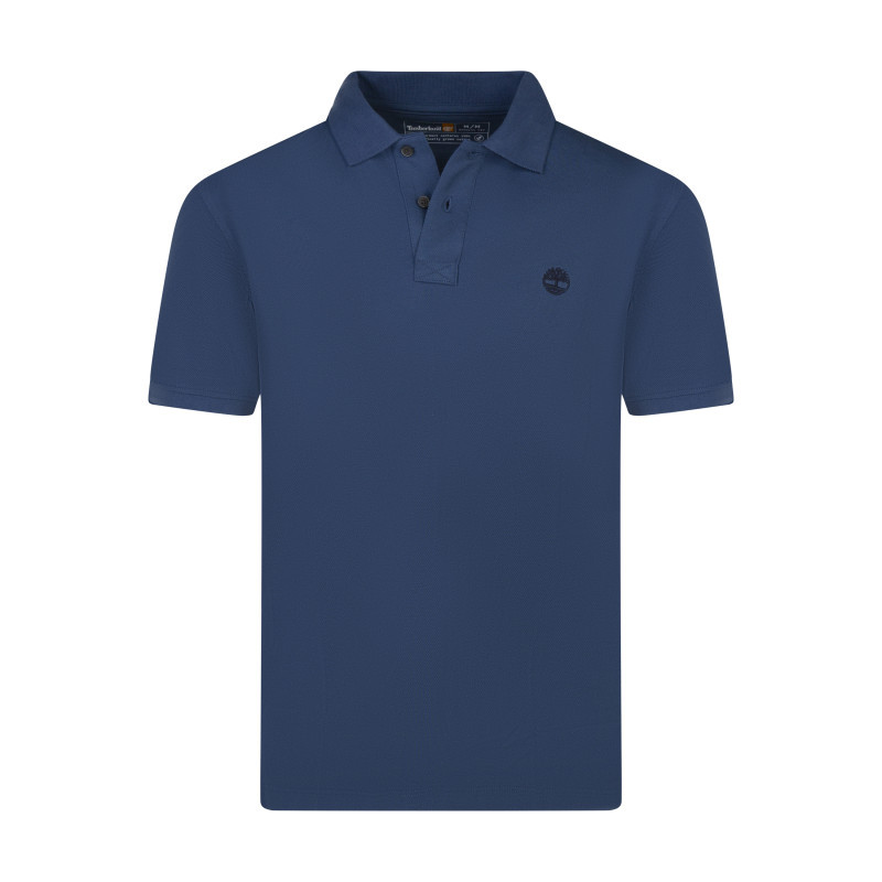 Polo en coton bleu en maille piquée avec une coupe droite et un col à revers, TIMBERLAND