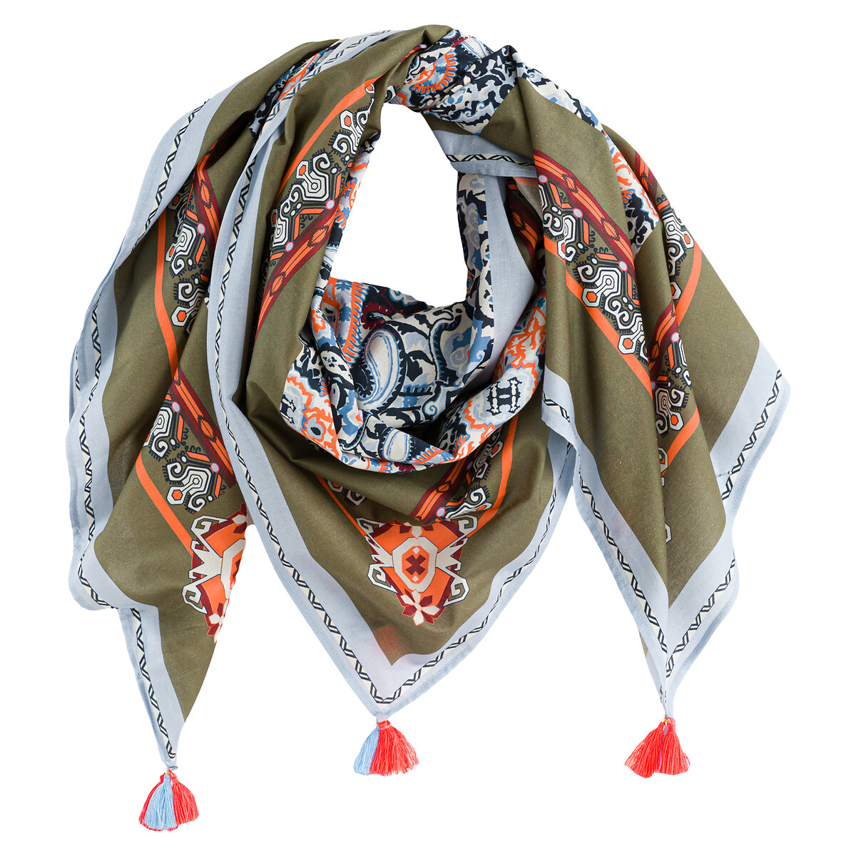 Organic cotton scarf in tribal print, multi-coloured, La Redoute ...