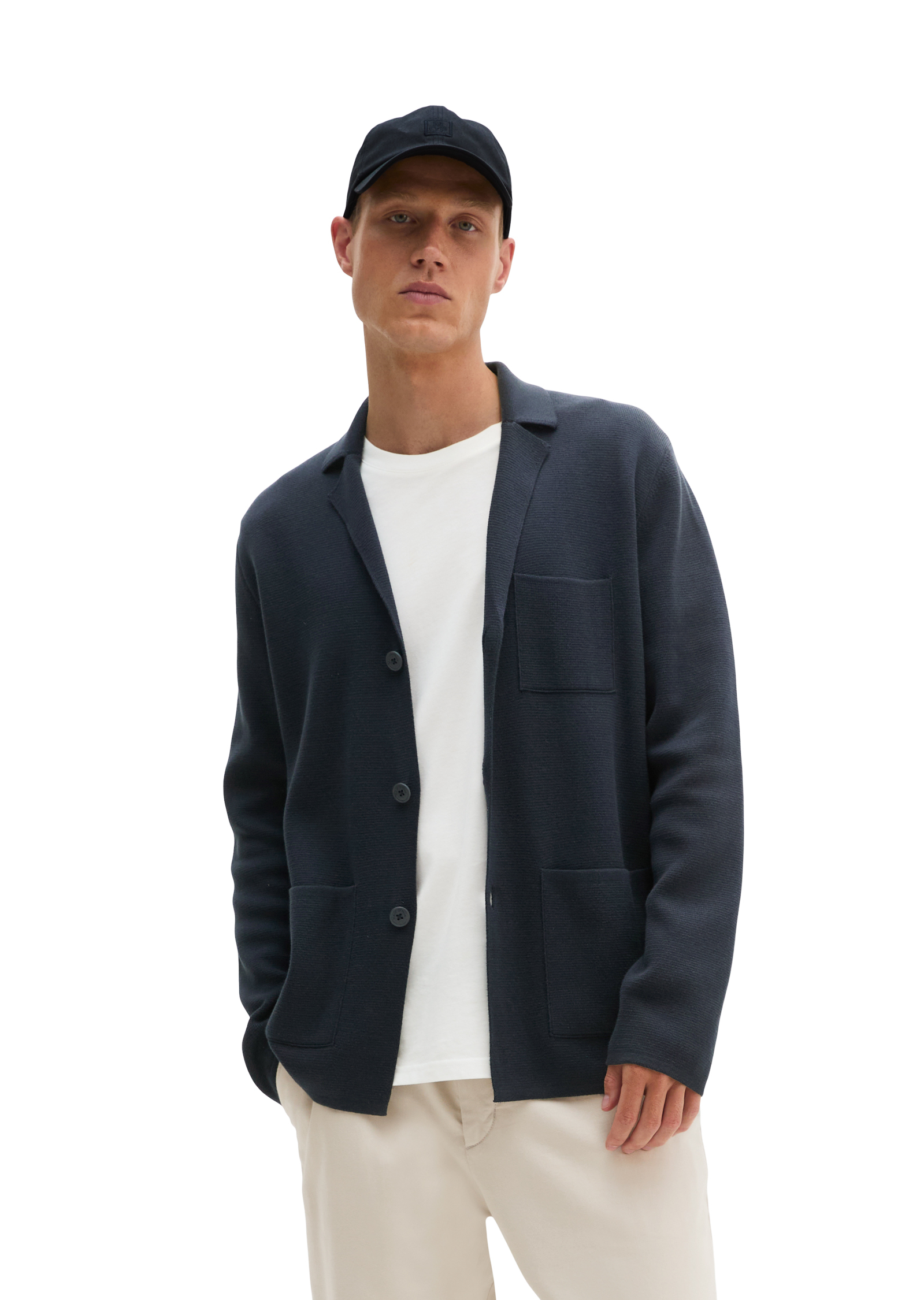 Blazer en maille, coupe classique en coton biologique certifié, MARC O'POLO