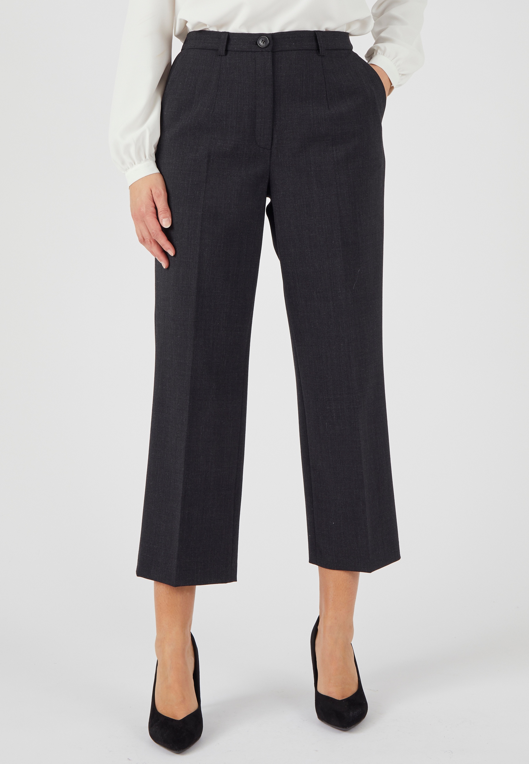 Pantalon large mélange laine bi-stretch, DAMART
