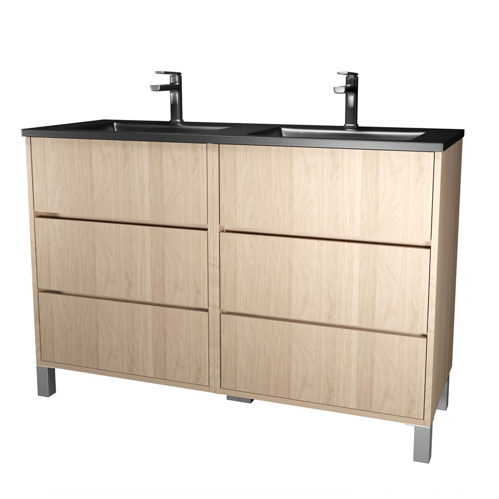 Meuble de salle de bains double vasque avec 6 tiroirs, HOME MAISON