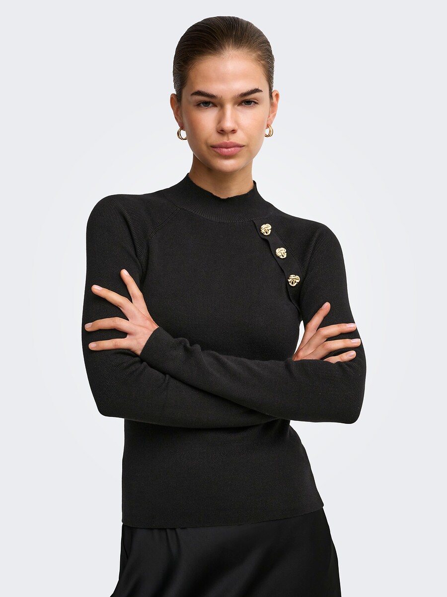 Pull moulant, col montant ,avec boutons, ONLY