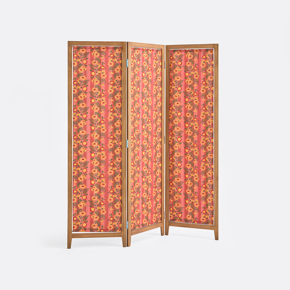 Paravent pliable en acacia, 3 panneaux, tissu avec motif fleurs, VALERIA, LA REDOUTE INTERIEURS