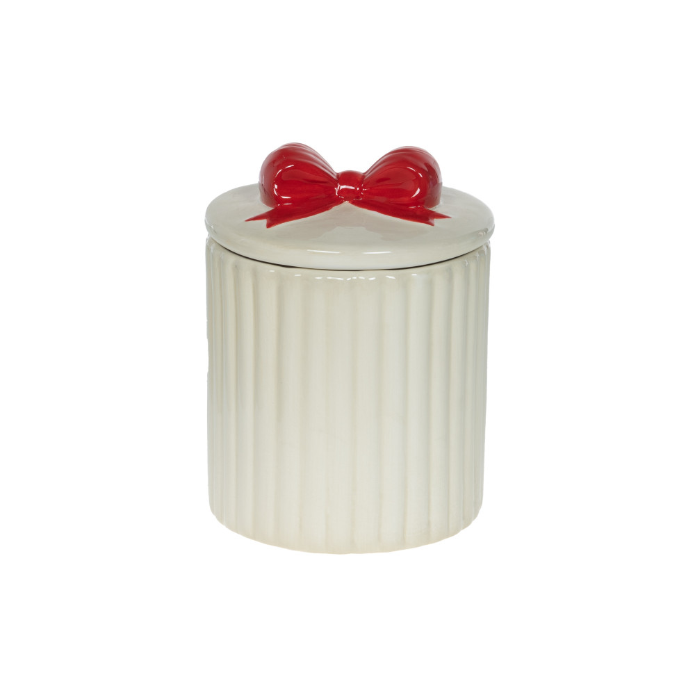Boite nœud rouge H12 cm en céramique, AMADEUS
