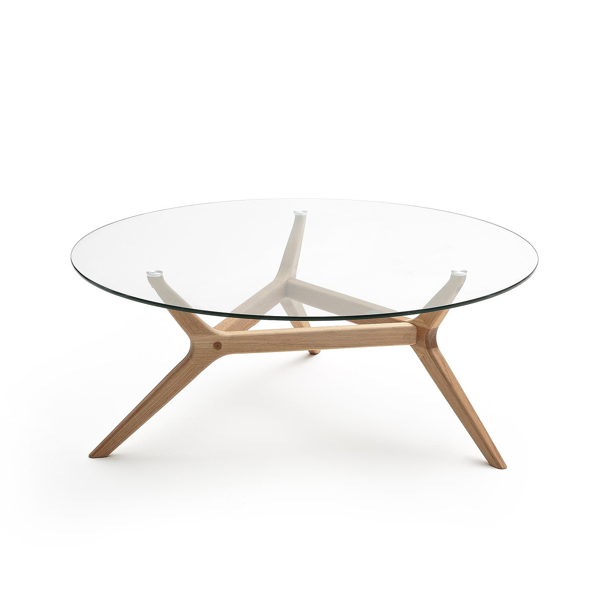 Maricielo Oak & Glass Coffee Table, Diameter 90 cm