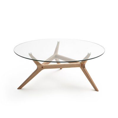 Maricielo Oak & Glass Coffee Table, Diameter 90 cm AM.PM