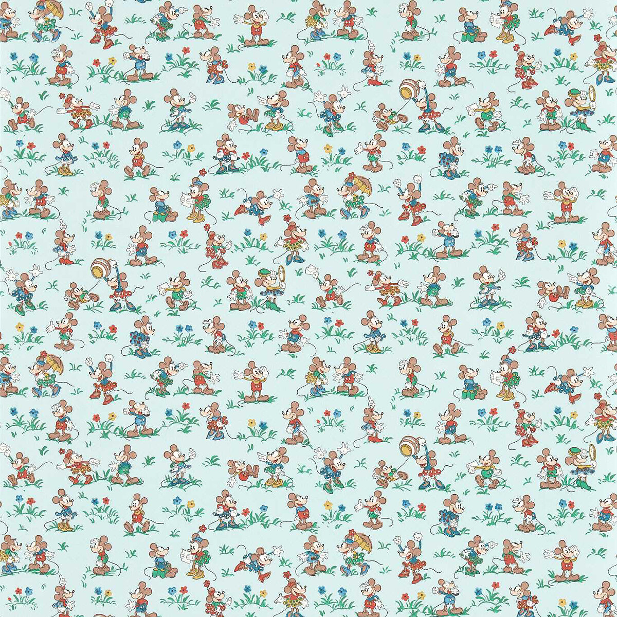 Mickey & Minnie Bonbon Blue Wallpaper, SANDERSON X DISNEY