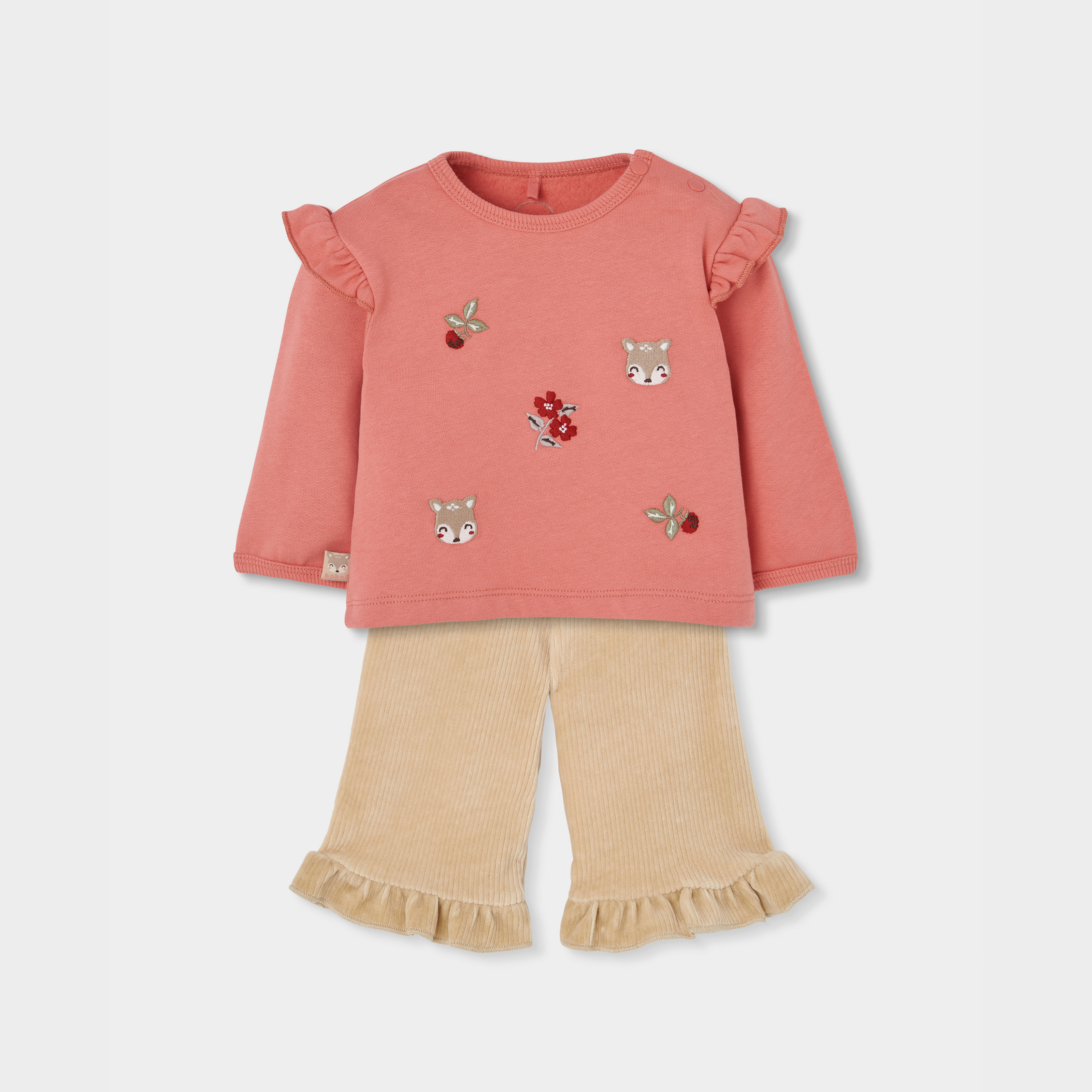 Ensemble bébé fille maille brodé renards, BOBOLI