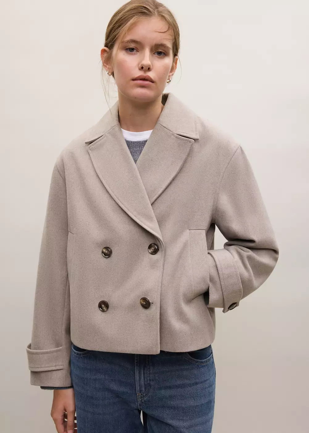 Manteau laine mélangée boutons, MANGO TEEN