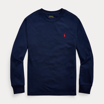 Embroidered Logo Cotton T-Shirt with Long Sleeves, 6-14 Years POLO RALPH LAUREN