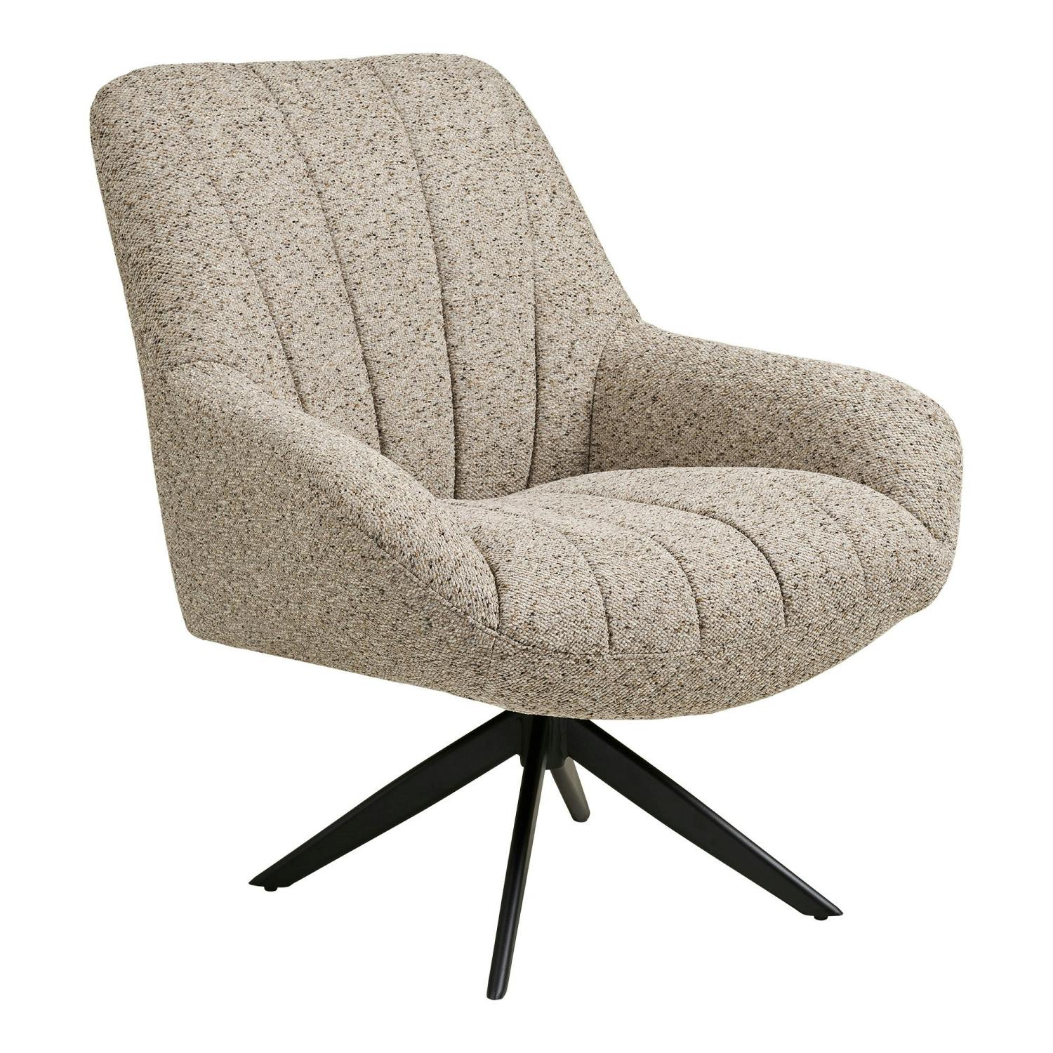 Fauteuil lounge pivotant en tissu gris chiné MONTREUX, PIER IMPORT