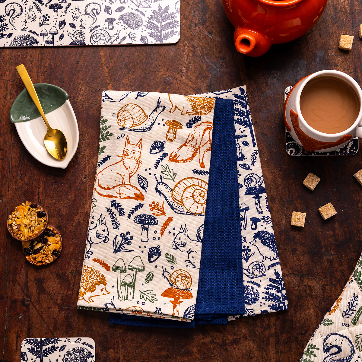 Set of 3 Woodland Tea Towels, PRICE & KENSINGTON