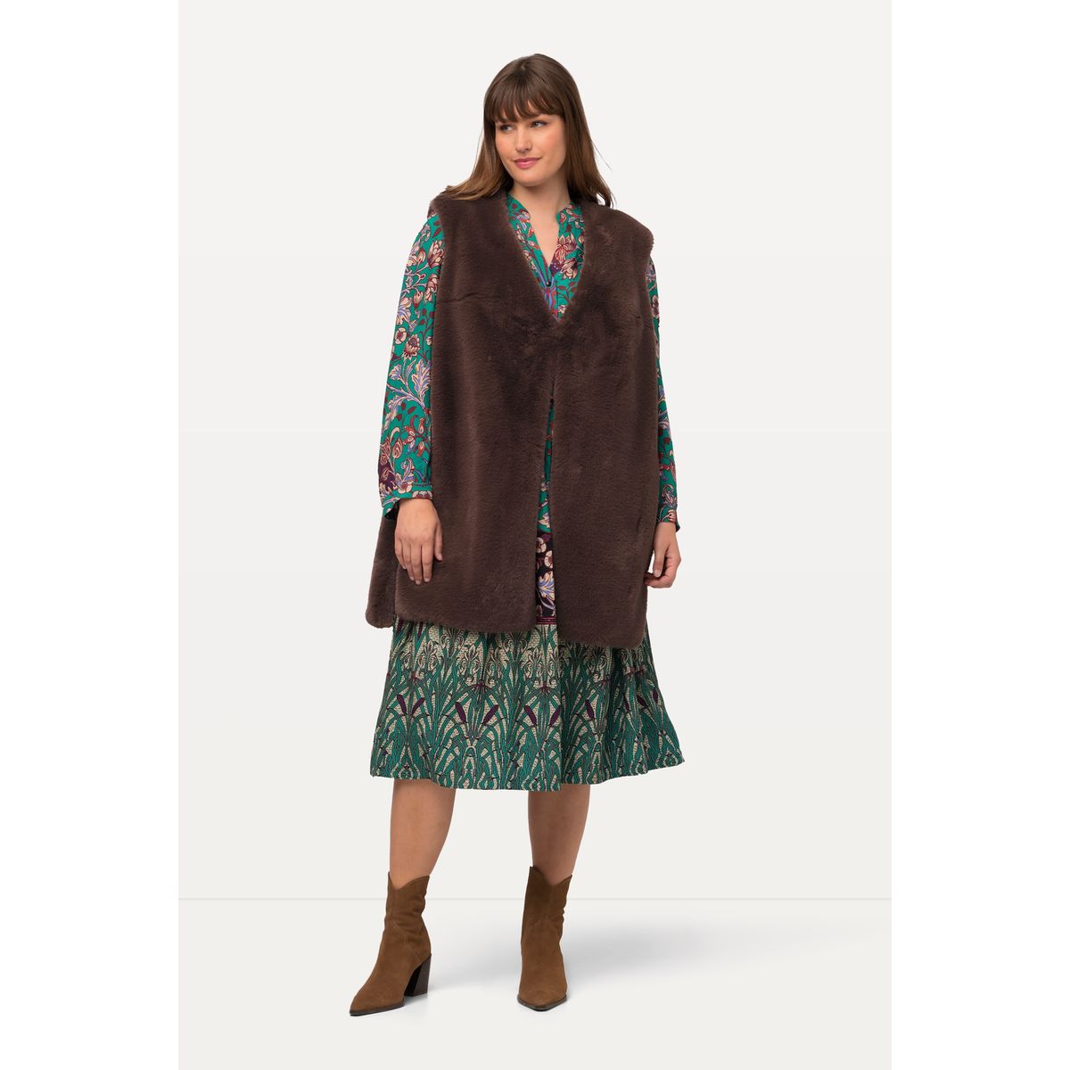 Gilet en fourrure d'imitation à col en V, ULLA POPKEN