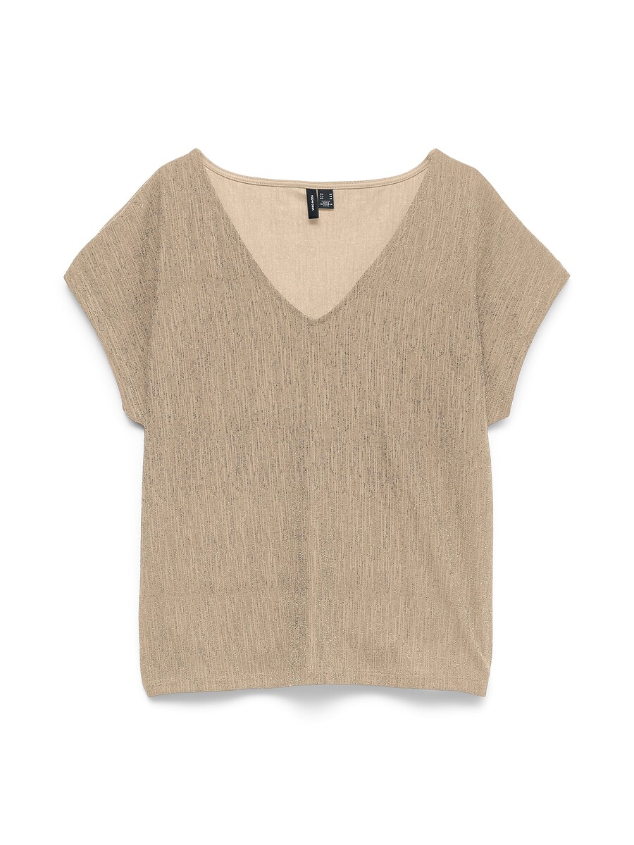 Camiseta de manga corta con cuello de punto con lentejuelas, VERO MODA