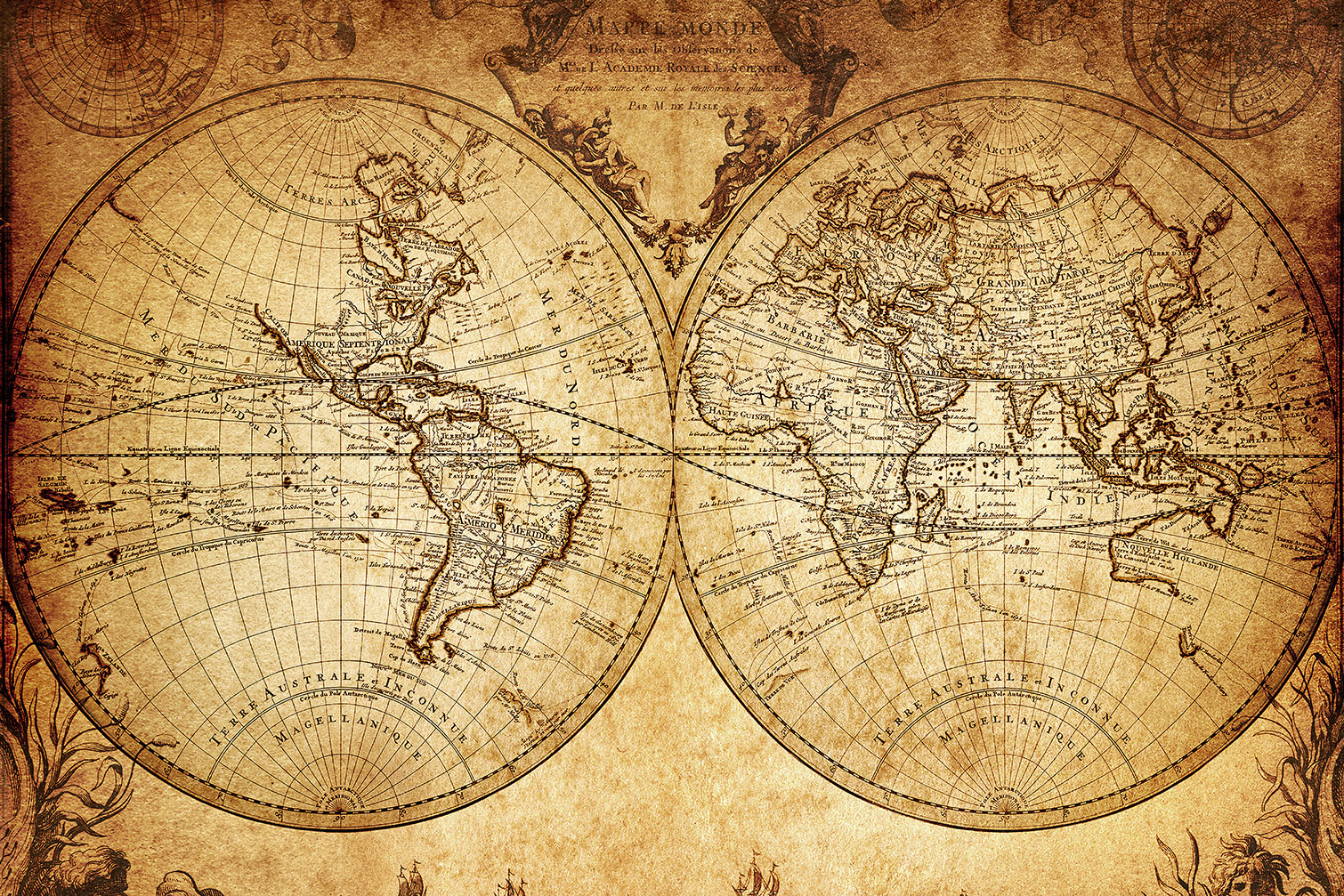 Tableau mappemonde ancienne, HEXOA