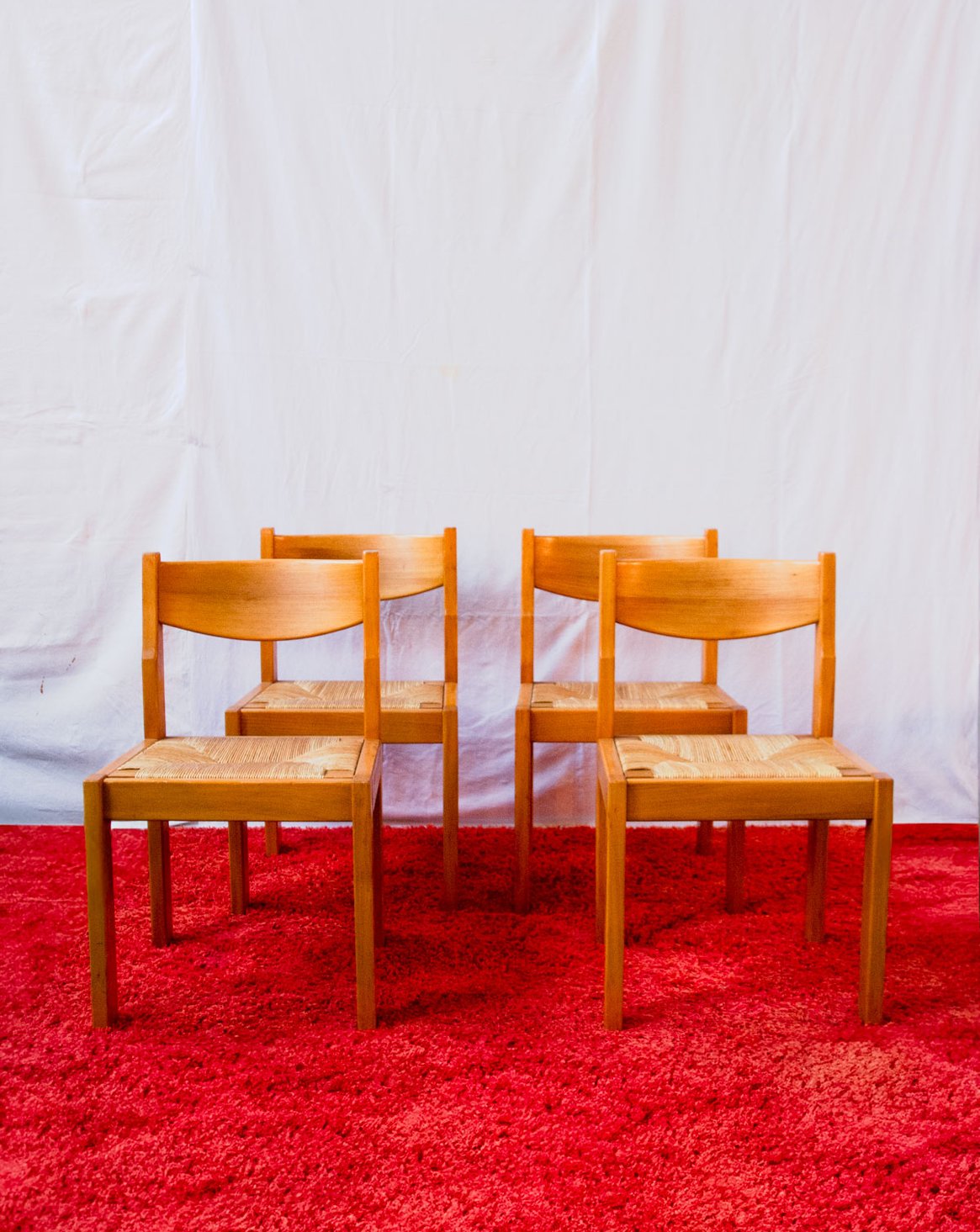 Lot de 4 chaises en orme Alma N°2133 - Bon état, DEBONGOUT