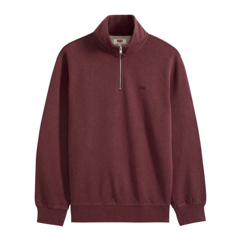 Sweat en coton bordeaux à coupe ajustée pourvu d'un col camionneur zippé, LEVI'S